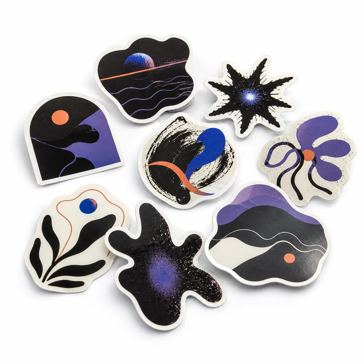 Pegatinas Die-Cut sueltas sobre fondo blanco